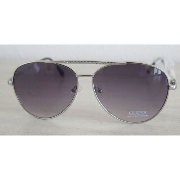 GUESS GF0399 01B Women's Silver/Gray Aviator Sunglasses - Picture 1 of 9